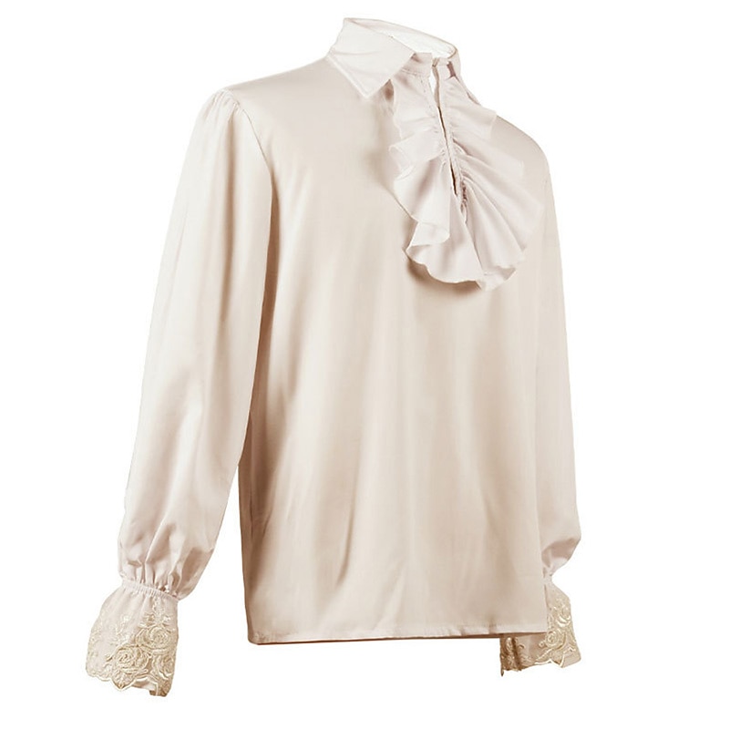 Retro Vintage Victorian Medieval Blouse / Shirt Cosplay Costume Masquerade Vampire Flounced Fancy Dress Men's Pirate Fantasy Royal Halloween Carnival Masquerade Event / Party Adults' Shirt 2025 - $16.49 –P9