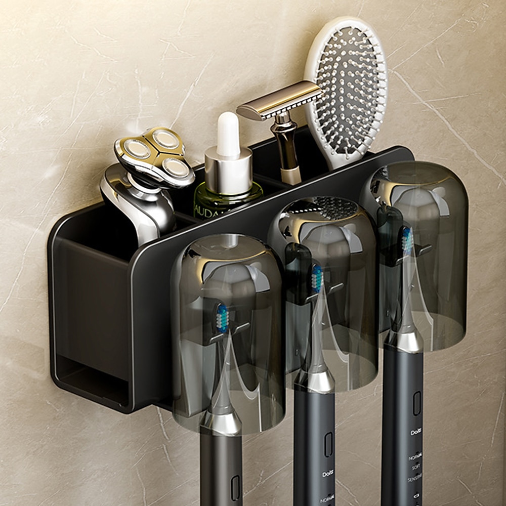 porta spazzolini nero bagno wc non forato a parete porta collutorio elettrico porta scopino a parete spazio portaoggetti in alluminio del 2025 a $27.99 –P7