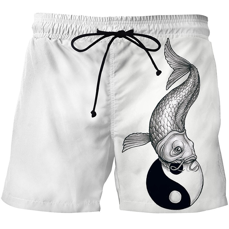 Homens Estampas Abstratas Peixes Calção Justo de Natação Shorts de Natação Bermuda de Surf Cintura Média Moda Roupa de rua Casual Ao ar livre Diário Feriado Bolsos Com Cordão Cintura elástica Designer de 2025 por $19.99 –P15