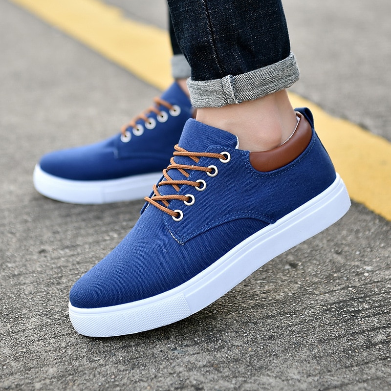 Herren Turnschuhe Übergrössen Skate-Schuhe Weiße Schuhe Wanderschuhe Sport Klassisch Brautkleider schlicht Outdoor Täglich Leinwand Atmungsaktiv Halbschuhe Schwarz Weiß Farbblock Sommer Frühling 2025 - $46.99 –P4