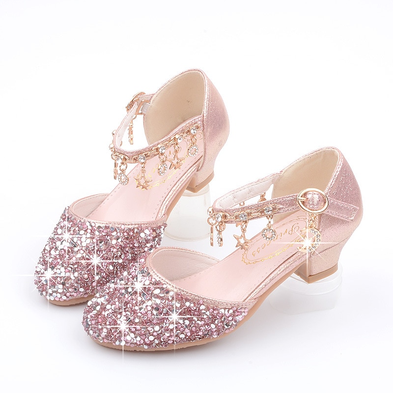 Zapatos de princesa Elsa de cuento de hadas de Frozen para niñas, película de cosplay, lentejuelas, Halloween, zapatos plateados, dorados y rosados, Halloween, carnaval, mascarada, disfraces de plástico de poliéster. 2026 - $47.99 –P14