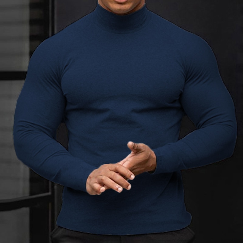 Men's T Shirt Turtleneck shirt Long Sleeve Shirt Long Sleeve Rolled collar Spring &  Fall Holiday Casual Comfortable Essential Vacation Holiday Weekend Black White Wine Top Tee for Men 2025 - $18.99 –P6