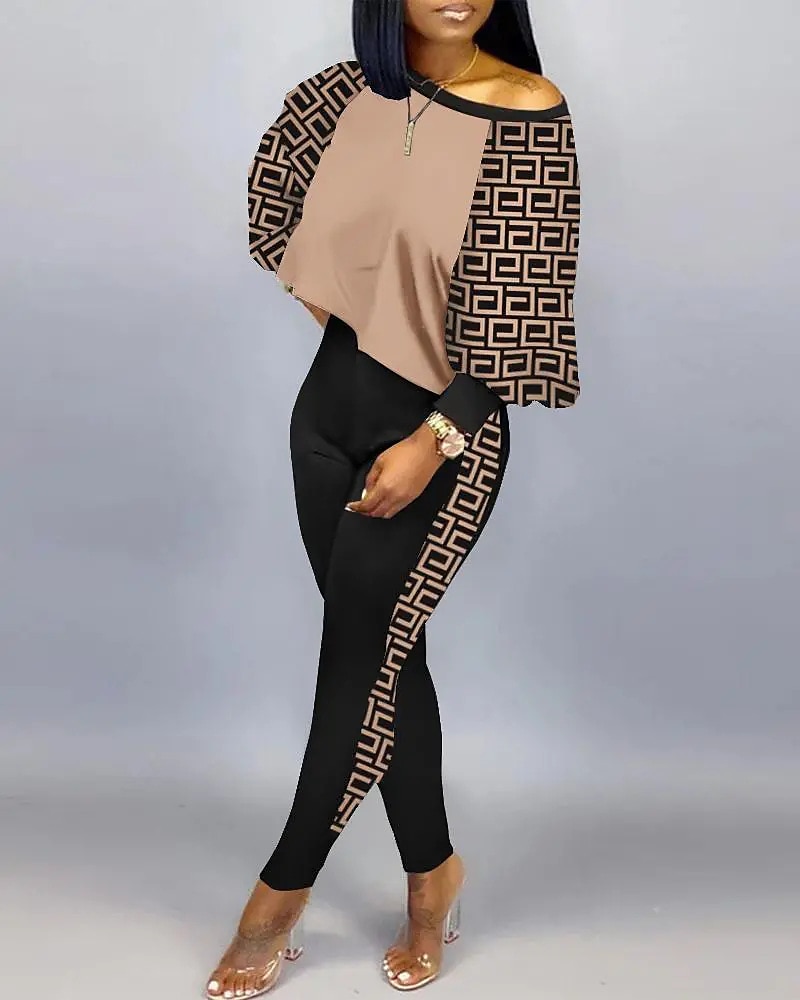 Women's Active Streetwear Tracksuit Pants Sets Sweatshirt Pants Trousers Long Sleeve Crew Neck Graphic Print Sports Outdoor Casual Silver Black Brown Fall & Winter Regular Fit 2025 - $32.99 –P3