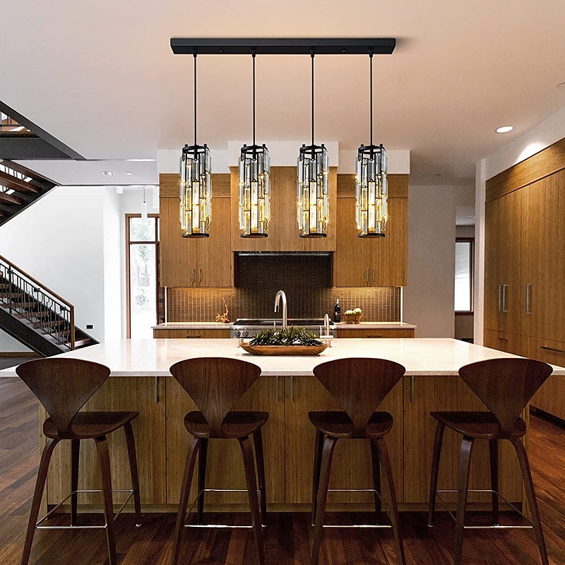 lampada a sospensione a led illuminazione a sospensione cromata/oro moderna lampada a sospensione mini lampadari di cristallo lampada a sospensione regolabile per sala da pranzo con isola cucina (1/3 del 2025 a $103.99 –P9
