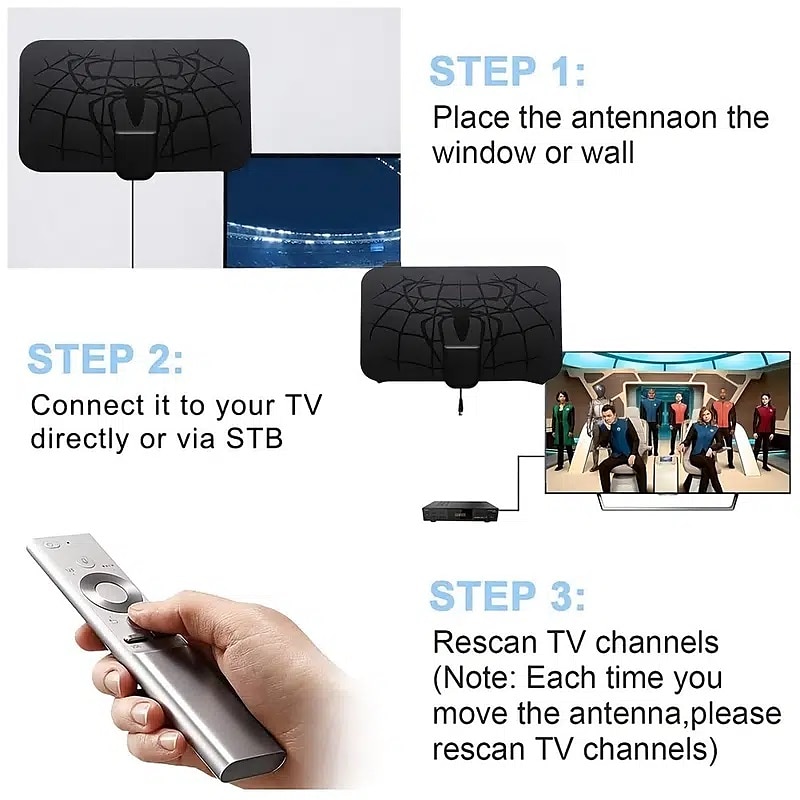 3000 mile 8k antenă tv digitală dvb-t2 de interior cu amplificator amplificator antenă 1080p pentru antenă de mașină rv travel smart tv 2025 - $12.99 -P1