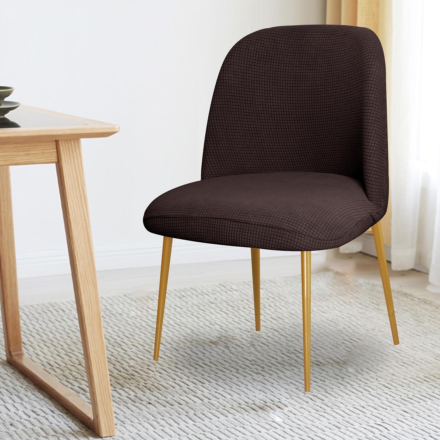 Dining Chair Cover Burgundy Stretch Jacquard Upholstered Side Dining Chair Cover Slipcover Curved Back Mid Century Accent Dining Chair Covers for Kitchen Living Room 2025 - $13.49 –P6
