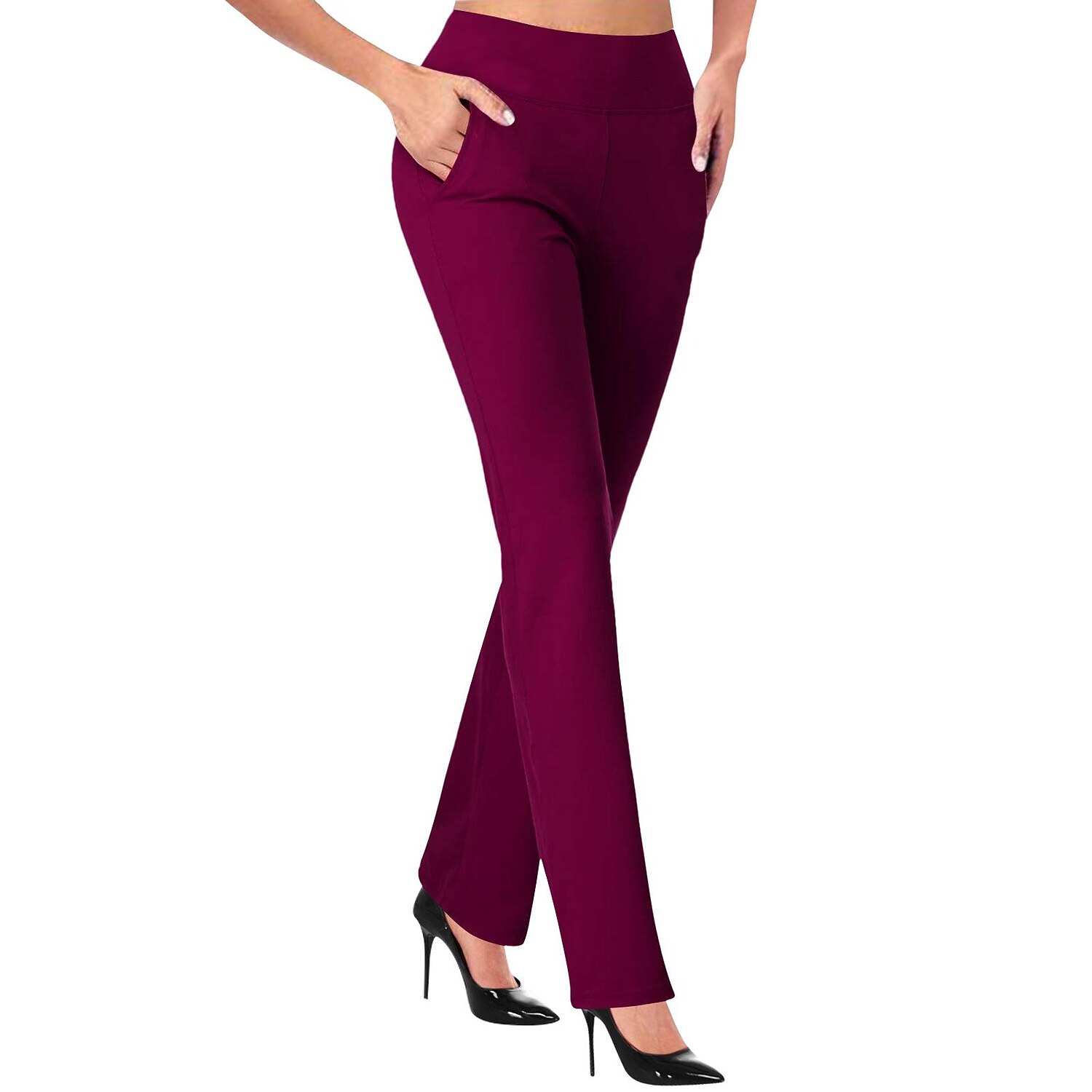 IChosy Women's Stretchy Straight Leg Dress Pants - Business Office Slacks With Pockets