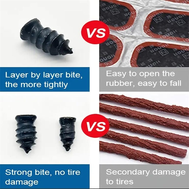 StarFire 40pcs Tire Repair Rubber Nails 20 Small Nails & 20 Large Nails Self-Service Tire Repair Rubber Screws For Car Motorcycle Tire Puncture Repair 2025 - $17.99 –P7