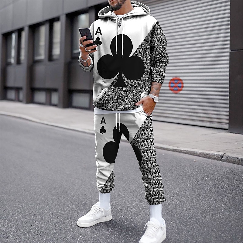 Homens Gráfico Pôquer 2pcs Conjuntos de moletom 3D Moletom Moletons Manga Longa Calças compridas Com Capuz Roupa de rua Designer Básico Desportos e Ar livre Casual Esportes Imprimir Primavera Outono de 2025 por $38.99 –P6