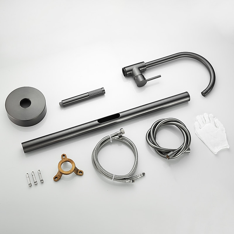 rubinetto per vasca montaggio a pavimento riempimento vasca autoportante rubinetti doccia ad alto flusso in ottone con rubinetti miscelatori doccia portatili bocca girevole (grigio canna di fucile) del 2025 a $372.59 –P1