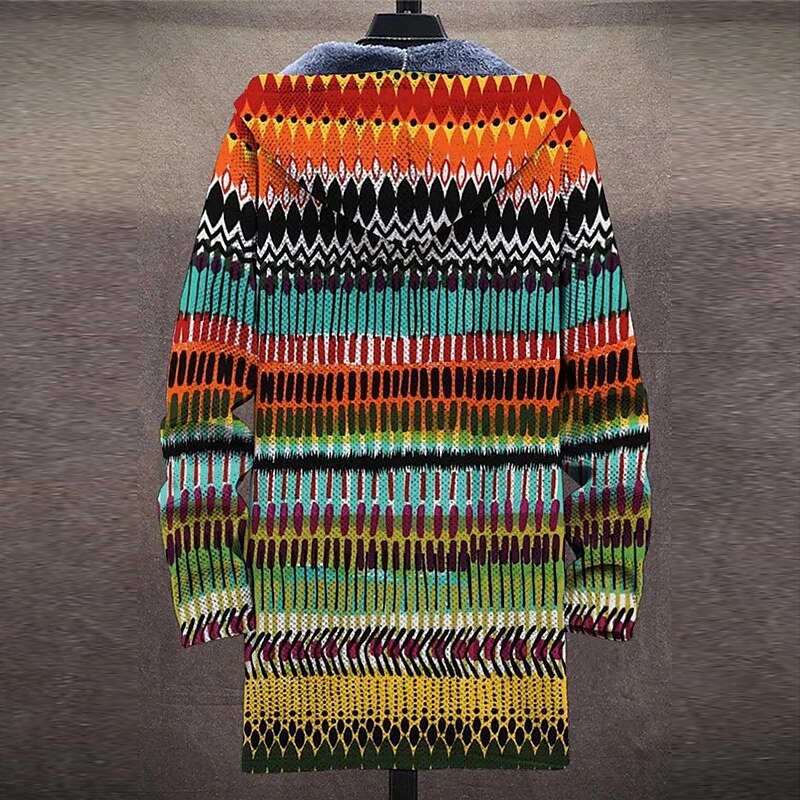 Men's Abstract Graphic Prints Geometry Winter Coat Fleece Jacket Coat Warm Breathable Comfortable Fashion Streetwear Sport Sports & Outdoor Daily Wear Going out Zipper Pocket Print Fall & Winter 2025 - $73.99 –P6