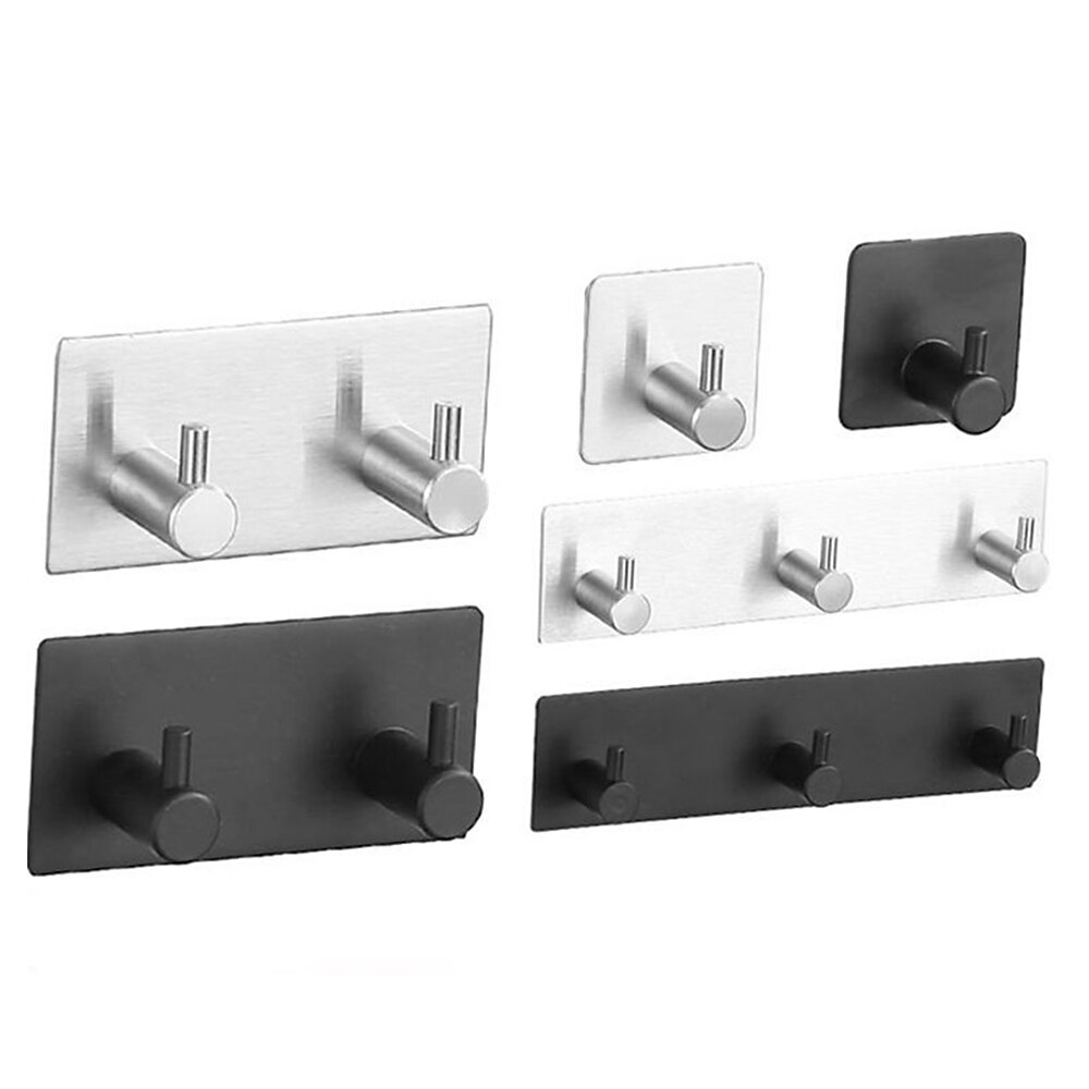 ganchos de pared autoadhesivos ganchos para batas baño 304 gancho de acero inoxidable cocina baño gancho perforado libre gancho único puerta trasera metal perchero 2025 - $9.99 –P1
