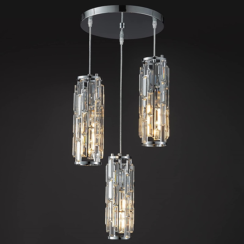 lampada a sospensione a led illuminazione a sospensione cromata/oro moderna lampada a sospensione mini lampadari di cristallo lampada a sospensione regolabile per sala da pranzo con isola cucina (1/3 del 2025 a $103.99 –P3