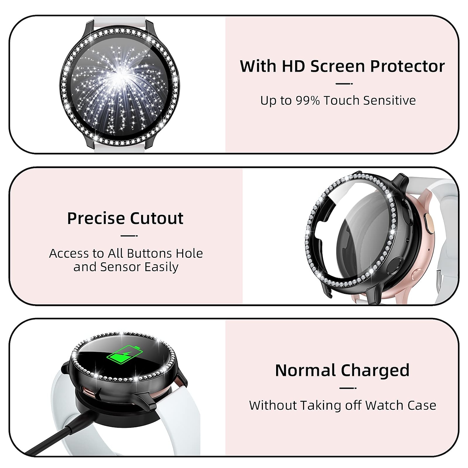 Diamond Case Watch Case Compatible with Samsung Galaxy Watch Active 2 40mm / Watch Active 2 44mm Shockproof Plastic / Hard PC Watch Cover 2025 - $9.99 –P2