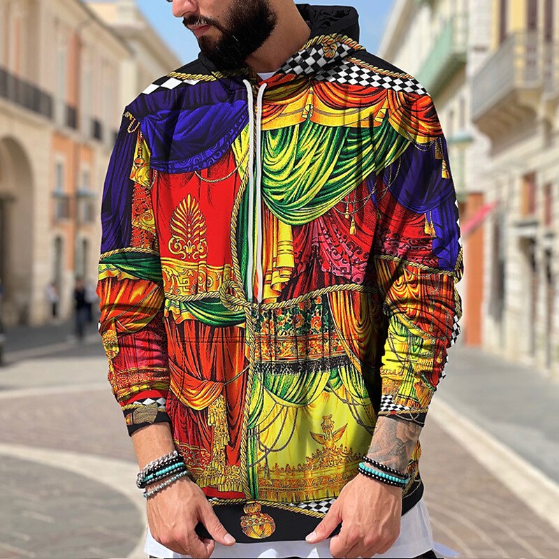 Homme Bloc de couleur Imprimés Photos Sweat à capuche Sweats à Capuche Sweat-shirt Sweat à capuche manche longue Sweat à capuche Capuche Vêtement de rue 3D effet du quotidien Des sports Noir et Blanc de 2025 ? $31.99 –P6