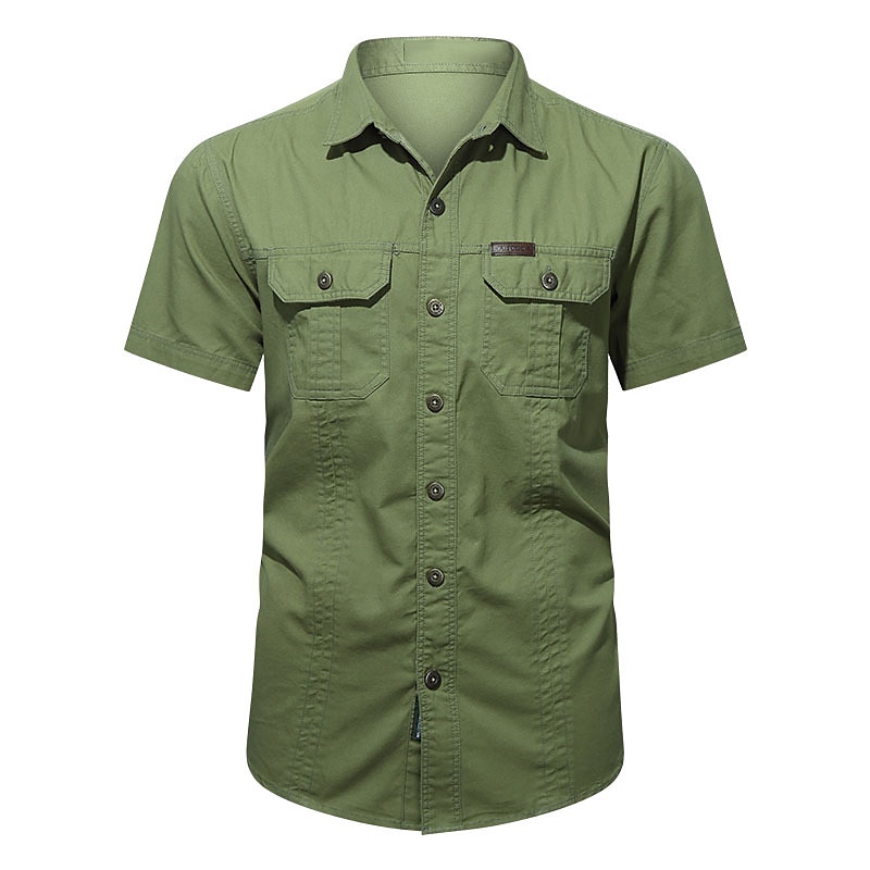 Per uomo Camicia Camicia con bottoni Maglietta informale Camicie da lavoro Camicia da carico Nero Giallo Verde militare Blu Reale Blu Manica corta Liscio Collo ripiegabile Strada Informale Bottone giù del 2025 a $27.99 –P9