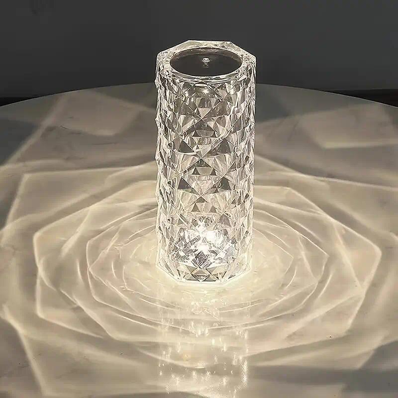 krystall bordlampe rose lys led projektor 3 farger touch justerbar romantisk diamant atmosfære lys usb touch nattlampe for bar, soverom, julevalentin gave til barn jenter elsker 2025 - $17.99 –P7
