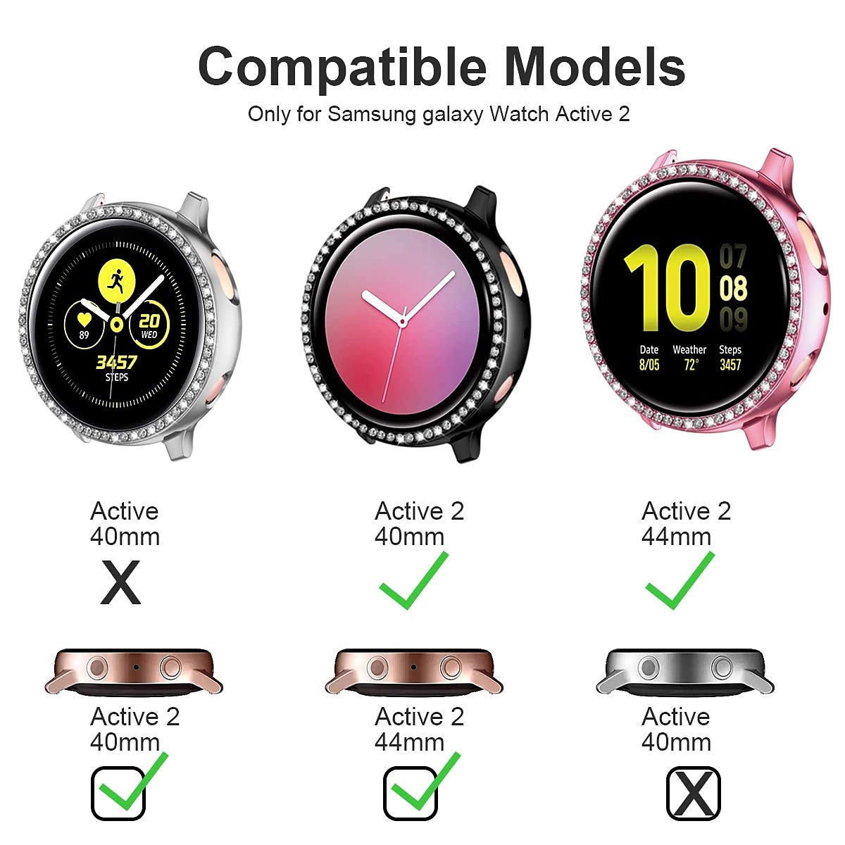 Diamond Case Watch Case Compatible with Samsung Galaxy Watch Active 2 40mm / Watch Active 2 44mm Shockproof Plastic / Hard PC Watch Cover 2025 - $9.99 –P1