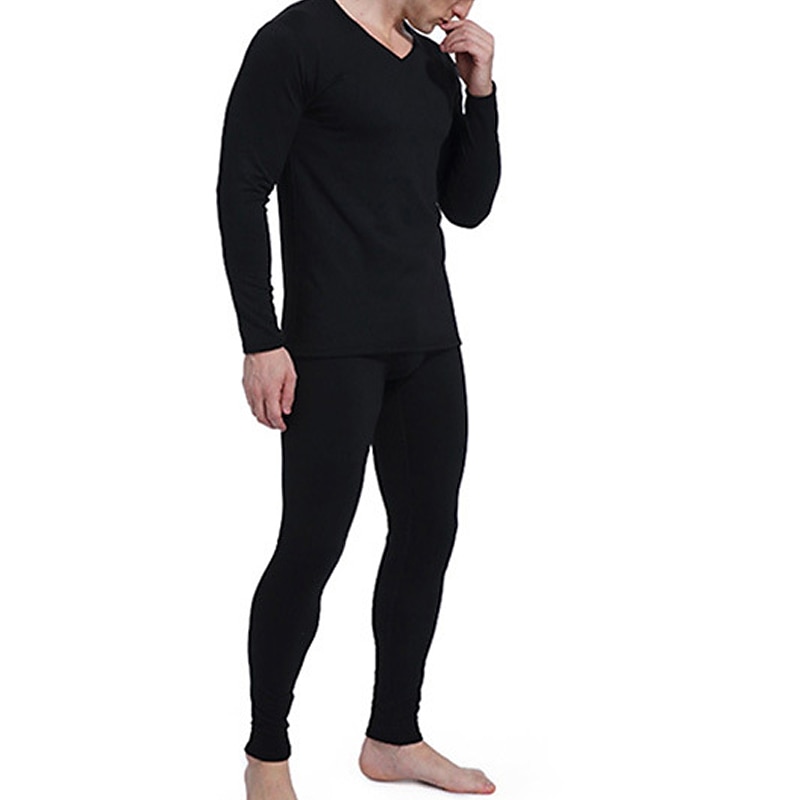 Herr Beställ två storlekar större Termiskt underställ Sovkläder Termiskt set 1set Ren färg Stylish Ledigt Komfort Hem Dagligen Polyester Komfort Varm V-hals Långärmad Höst Vinter Svart Vin 2025 - $9.49 –P2