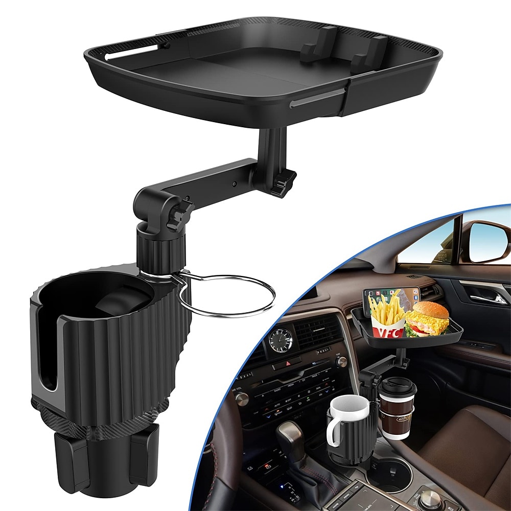 Car Cup Holder Expander with Detachable Tray Multifunctional Car Food Tray  Table for Eating with Dual Cup Holder Phone Slot and Adjustable Swivel Arm  Perfect Car Organizer for Travel Accessories 2024 - $28.99