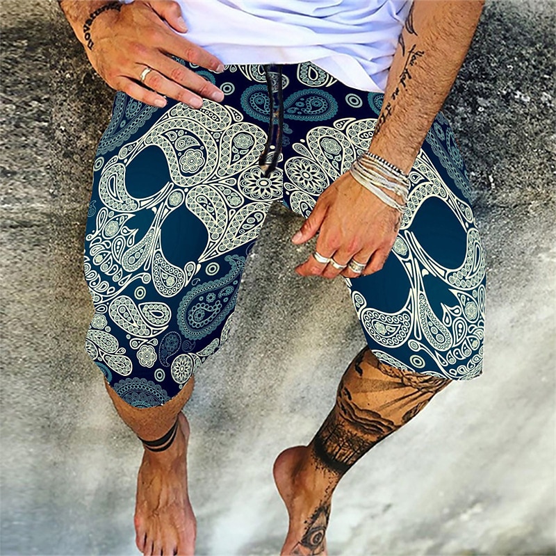 Men's Geometric Skull Stripe Swim Trunks Swim Shorts Board Shorts Low Waist Casual Hip-Hop Outdoor Daily Holiday Print Straight Leg Designer Clothing Apparel 2025 - $19.99 –P8
