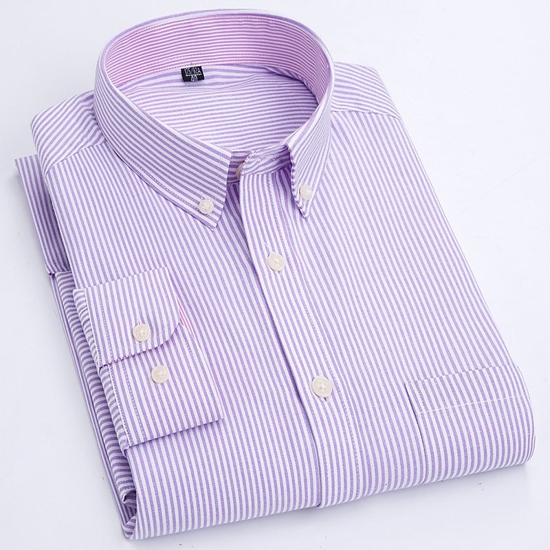 Herr Skjorta Randig tröja Button Down skjorta Oxford skjorta Randig Bröllop Utomhus Rubinrött Blå Himmelsblå Dammig blå Långärmad Fyrkantig hals Vår & Höst Kläder Button-Down 2025 - $21.99 –P6