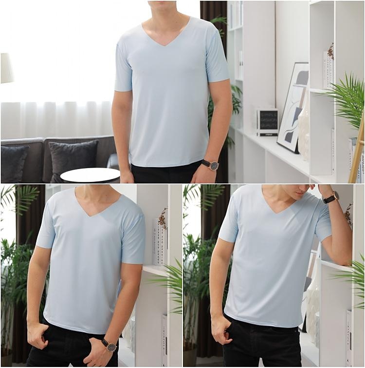 Herr T-shirt Kortärmad V-hals Sommar Vår Enfärgad / vanlig färg Sömlös Grundläggande Ledigt Ledigt Dagligen Vinrött Svart Vit Topp t-shirt för män 2025 - $8.99 -P1