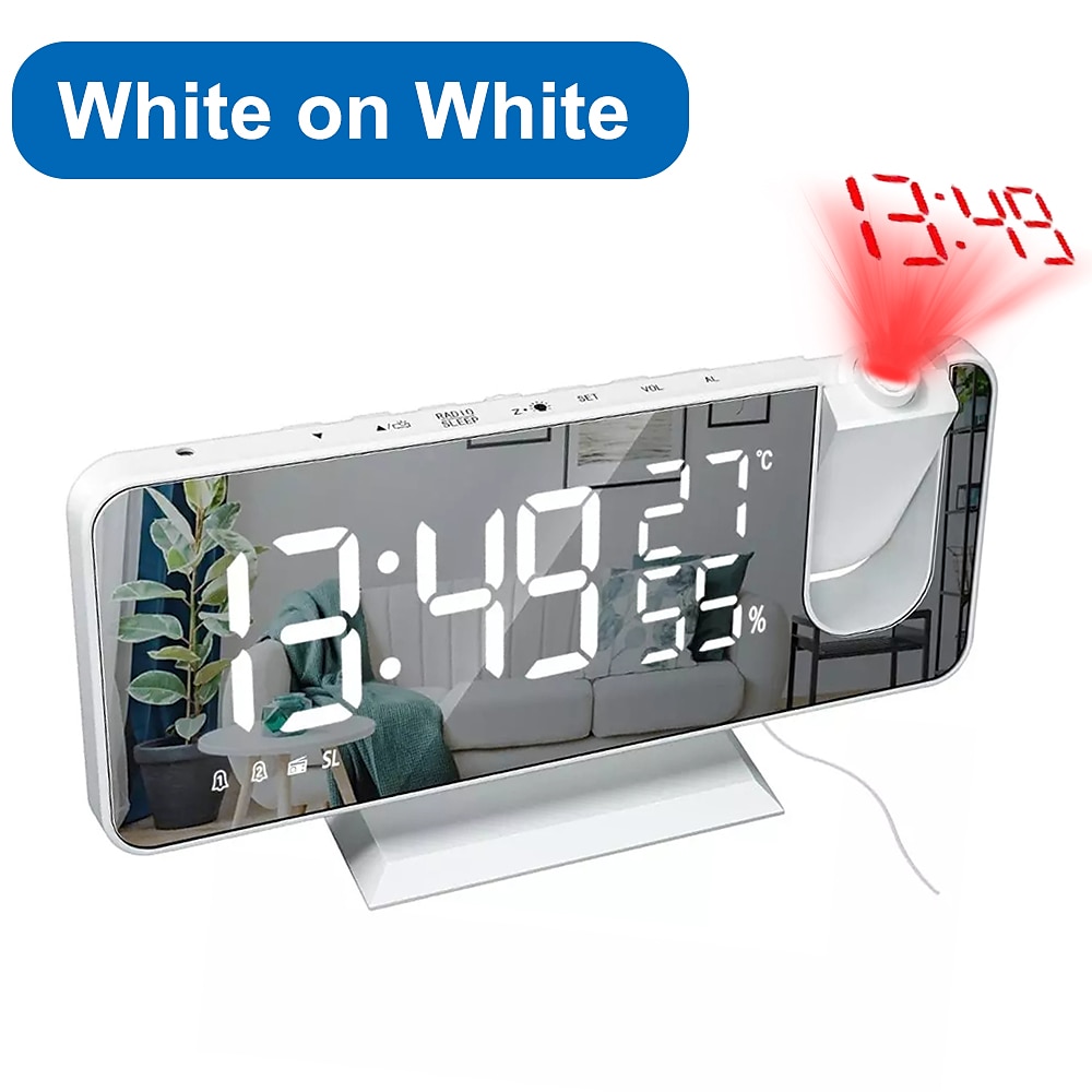 LED Digital Projection Alarm Clock Electronic Alarm Clock with Projection FM Radio Time Projector Bedroom Bedside Mute Clock 2025 - $44.99 –P9