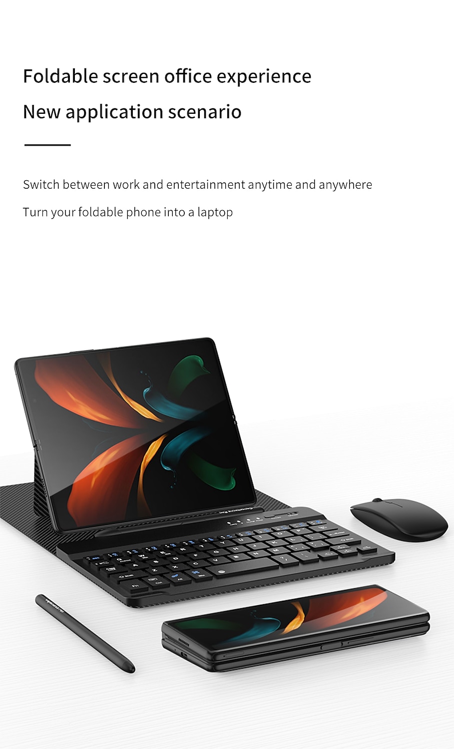 телефон Кейс для Назначение SSamsung Galaxy Z-образный сгиб 7 Z-сгиб 6 Z Fold 5 Z Fold 4 Z Fold 3 Кейс на заднюю панель Противоударная рамка Флип с клавиатурой Однотонный ПК 2025 - $48.99 –P3