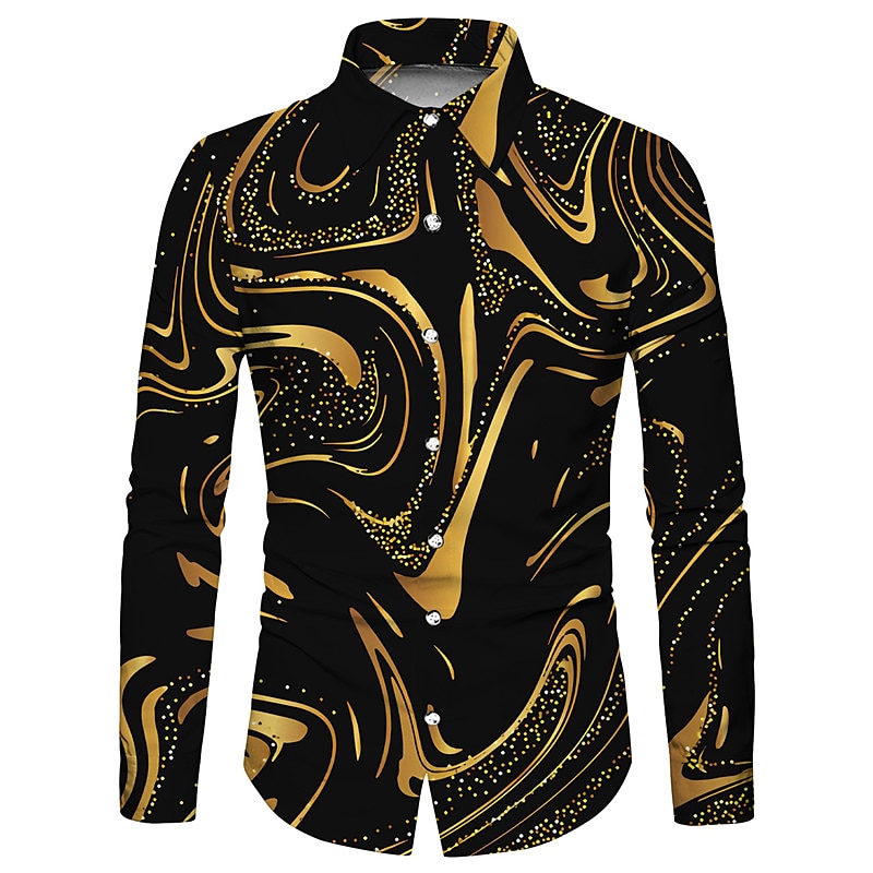 Herren Farbverlauf Geometrische Muster Abstrakt Hemd Knopfhemd Langarm Sport Modisch Strassenmode Outdoor Casual Täglich Herbst Winter Umlegekragen Bedruckt Button-Down Blau Purpur Gold Grau 2025 - $26.99 –P1