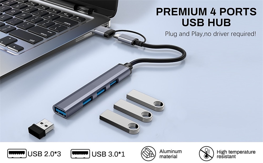 концентратор usb 3.0 4/7-портовый для ноутбука сплиттер концентратора usb c многопортовый адаптер для macbook компактный USB-концентратор данных для mac pro mini ipad pro surface pro lash drive mobile 2025 - $16.99 –P1