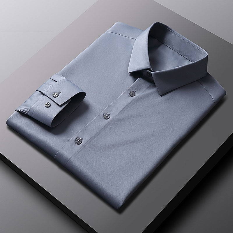 Homme Chemise Chemise sans repassage Mariage Bureau et carrière Noir Blanche Vert Claire Marine foncé manche longue Revers Printemps Automne Vêtement Tenue de 2026 ? $32.99 –P5