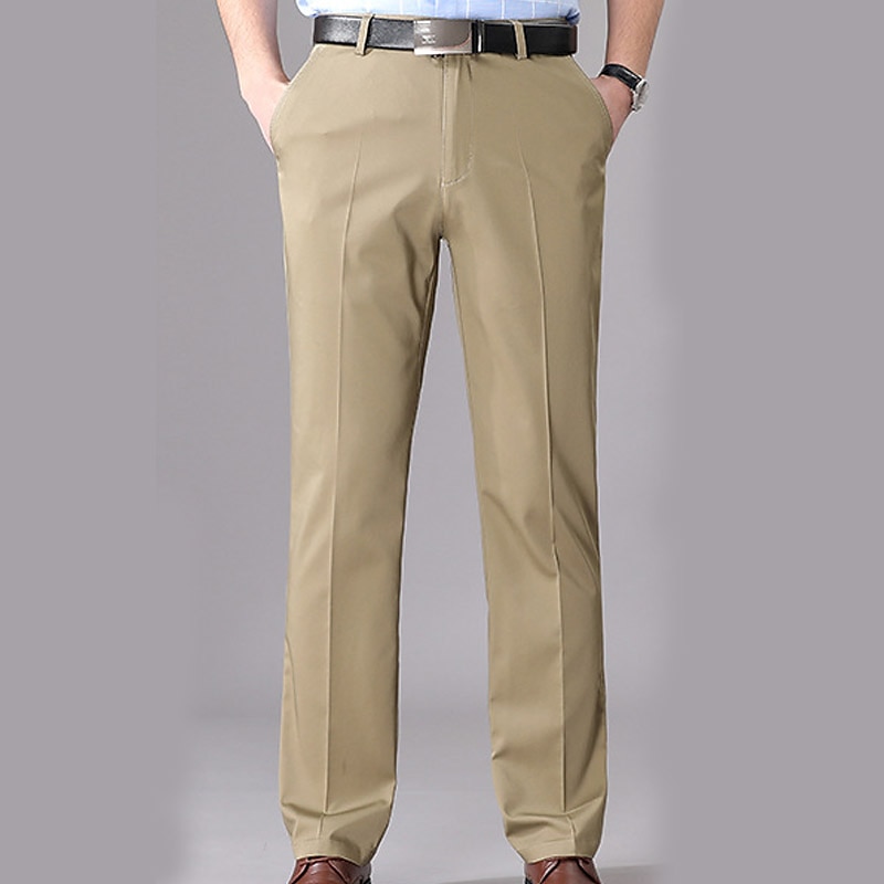 Herren Anzughosen Hose Hosen Tasche Gerade geschnitten Glatt Hochzeit B¨¹ro Arbeit Baumwollmischung Schick & Modern Ausgefallene Schwarz Weiß Hoher Taillenbund Mikro-elastisch 2025 - $42.99 –P9