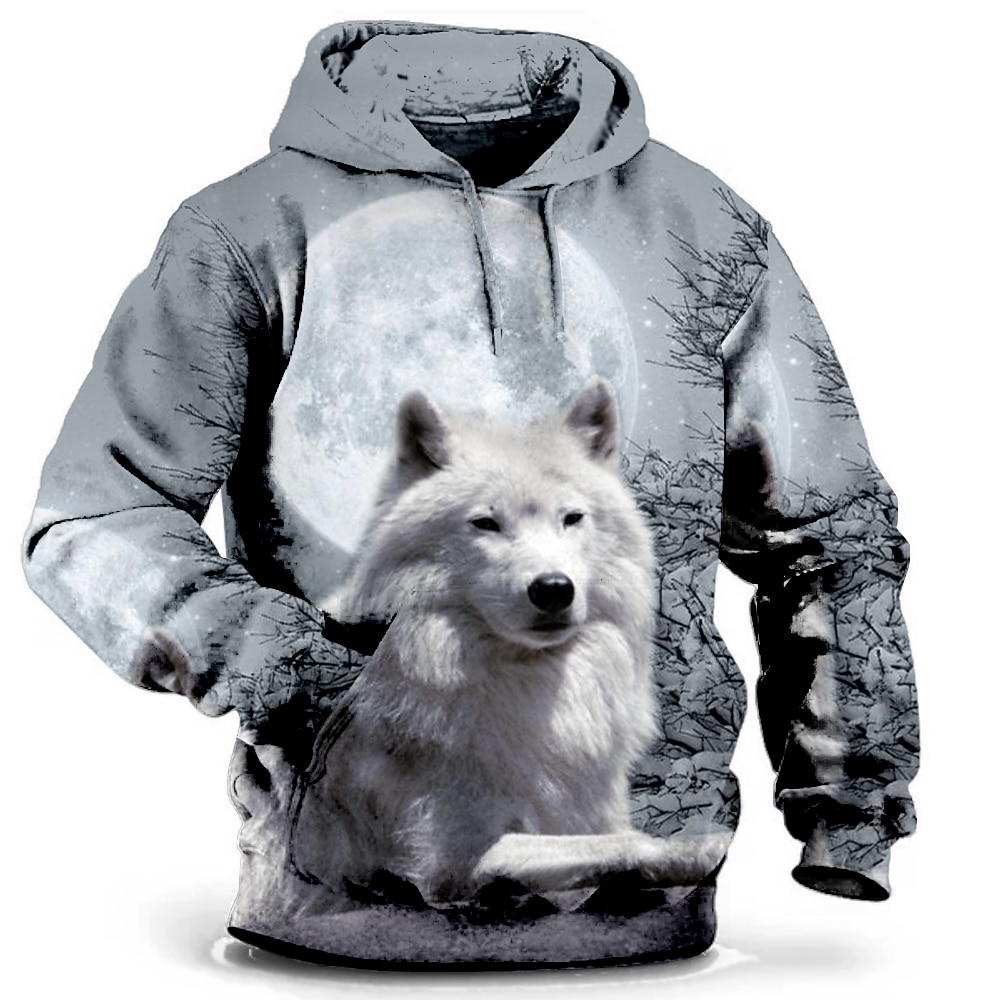 Per uomo Lupo Stampa 3D Felpa con Cappuccio Felpa con cappuccio Felpe con cappuccio Manica Lunga Felpa con cappuccio Con Cappuccio Moda Vacanza Lavoro Abbigliamento quotidiano Grigio verde Bianco e del 2025 a $13.99 –P19