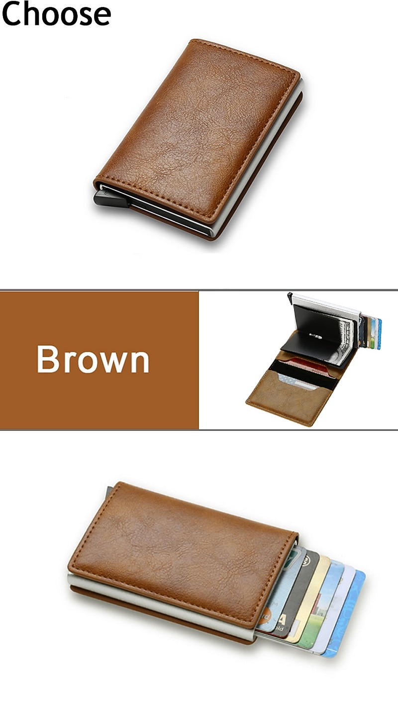 ID Credit Bank Card Holder Wallet Luxury Brand Men Anti Rfid Blocking Protected Magic Leather Slim Mini Small Money Wallets Case 2026 - $13.99 –P6