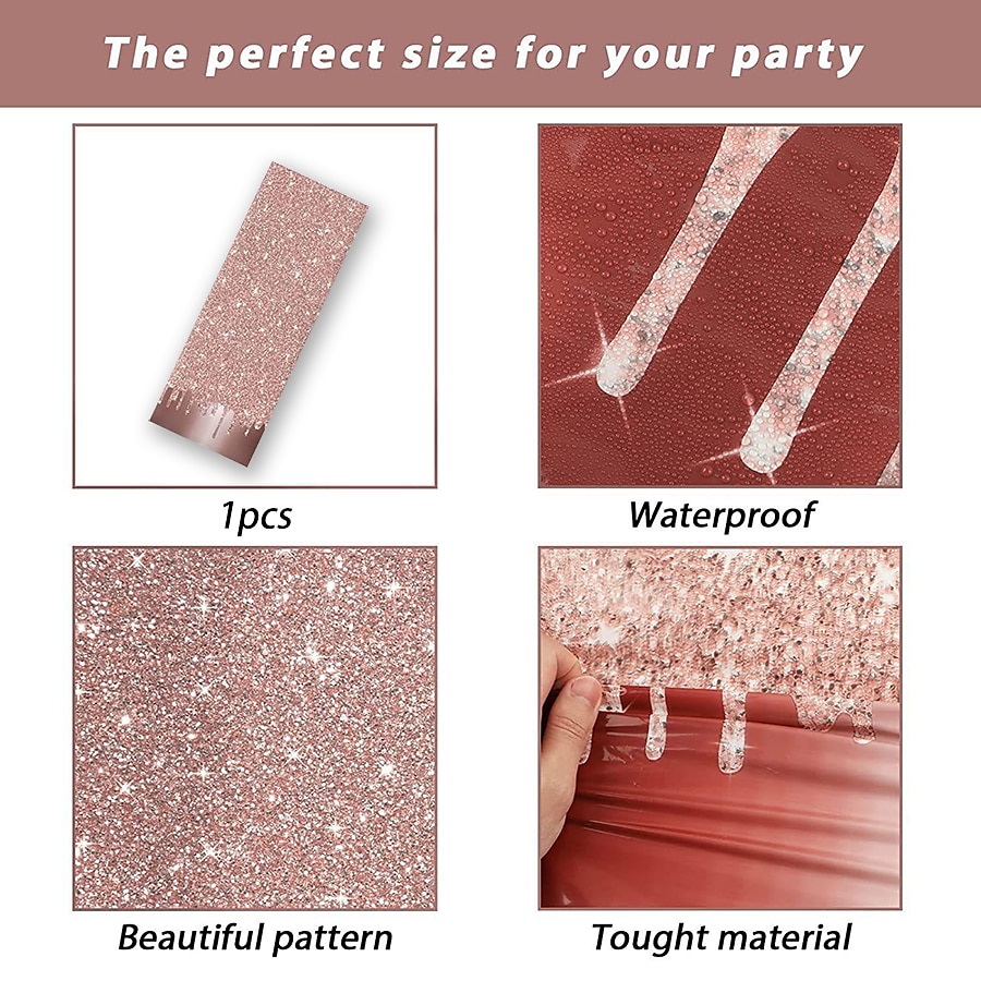Tovaglia usa e getta per feste rosa paillettes oro rosa tovaglie impermeabili in pe per eventi interni o esterni, feste di compleanno, matrimoni 1 pezzo 54"*108" (137*274 cm) del 2025 a $3.99 –P6