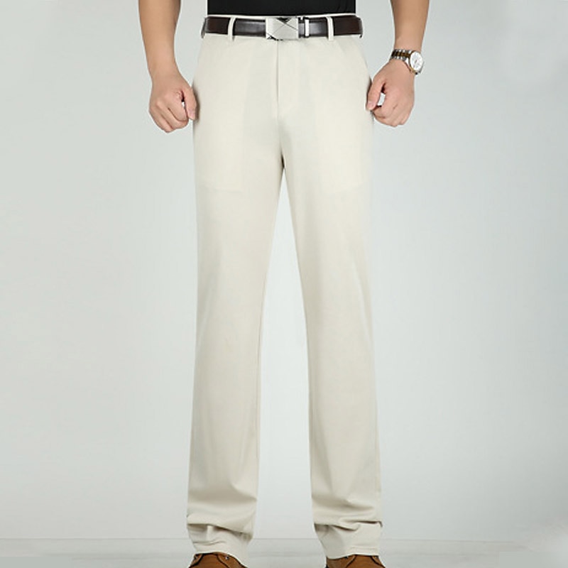 Herren Anzughosen Hose Hosen Tasche Gerade geschnitten Glatt Hochzeit B¨¹ro Arbeit Baumwollmischung Schick & Modern Ausgefallene Weiß Wein Hoher Taillenbund Mikro-elastisch 2025 - $25.99 –P12