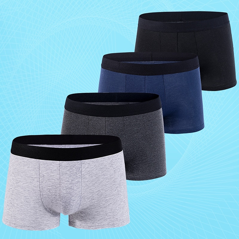 Boxer Briefs for Men Mid Waisted Color Matching Underwear Breathable Cotton  Underpant