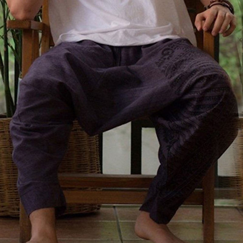 Herr Joggare Långbyxor Sommarbyxor Strandbyxor Harem byxor Elastisk midja Släpp grenen Mönster Komfort Andningsfunktion Ledigt Dagligen Strand Boho Hippie Purpur Orange Microelastisk 2025 - $20.99 –P5