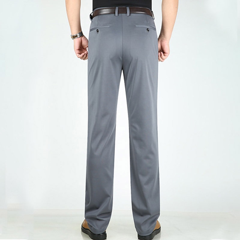 Herren Anzughosen Hose Hosen Tasche Gerade geschnitten Glatt Hochzeit B¨¹ro Arbeit Baumwollmischung Schick & Modern Ausgefallene Weiß Wein Hoher Taillenbund Mikro-elastisch 2025 - $25.99 –P18