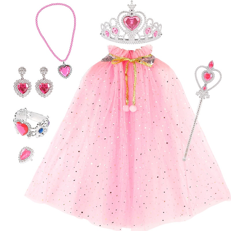 Das Set besteht aus einem Umhang, einer Tiara und Accessoires der Märchenprinzessin Elsa für Mädchen, ideal für Halloween, Filmkostüme, Cosplay, Karneval, Maskerade und andere festliche Anlässe. 2026 - $26.99 –P3