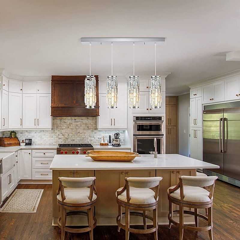 lampada a sospensione a led illuminazione a sospensione cromata/oro moderna lampada a sospensione mini lampadari di cristallo lampada a sospensione regolabile per sala da pranzo con isola cucina (1/3 del 2025 a $103.99 –P14