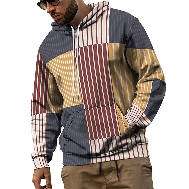 Homme Bloc de couleur Imprimés Photos Sweat à capuche Sweats à Capuche Sweat-shirt Sweat à capuche manche longue Sweat à capuche Capuche Vêtement de rue 3D effet du quotidien Des sports Noir et Blanc de 2025 ? $31.99 –P3