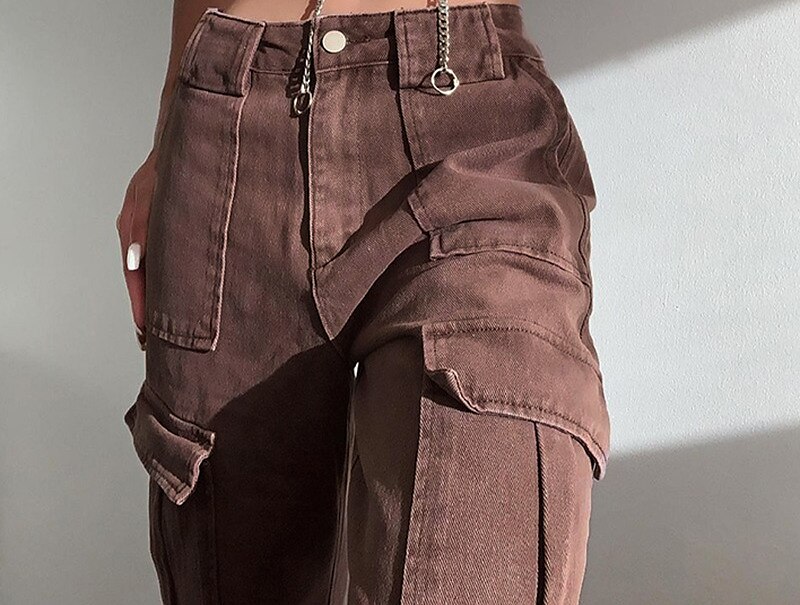 Women‘s Cargo Khaki Pants Trousers Kim Full Length 100% Cotton Baggy Micro-elastic Mid Waist Fashion Casual Weekend Brown S M Summer Spring &  Fall 2023 - US $34.99 –P2