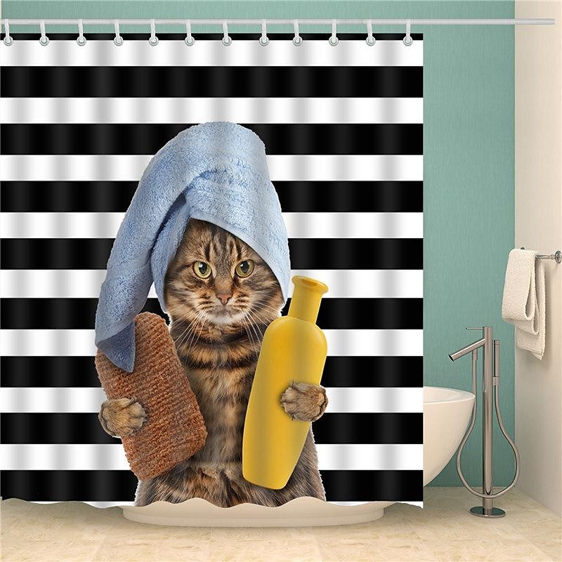 Shower Curtain with Hooks 180cm*180cm(70"*70") Polyester Washable Waterproof Animal Pattern for Kids 2025 - $25.99 –P5