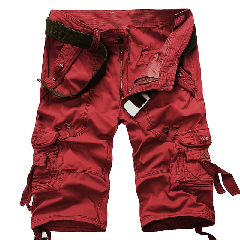 Men's Capri Cargo Shorts Cargo Shorts Shorts Capri Pants Hiking Shorts Leg Drawstring 6 Pocket Plain Comfort Outdoor Daily Going out Fashion Streetwear Black Army Green 2026 - $31.99 –P16