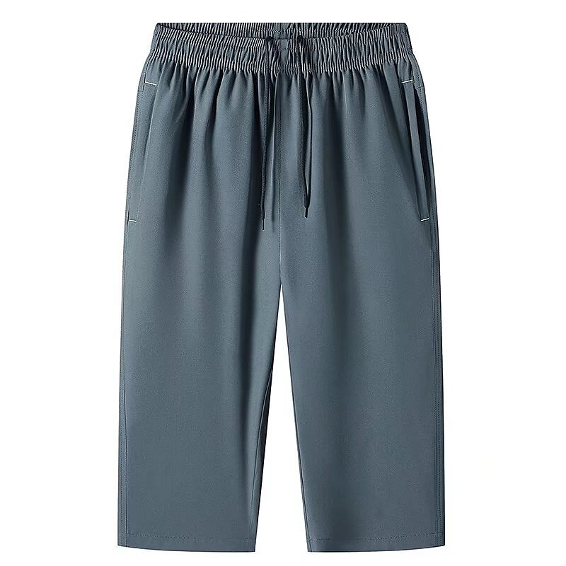 Men's Athletic Shorts Cropped Pants Casual Shorts Capri Pants Drawstring Elastic Waist Plain Quick Dry Calf-Length Outdoor Going out Fashion Streetwear Black Blue Micro-elastic 2025 - $14.99 –P2