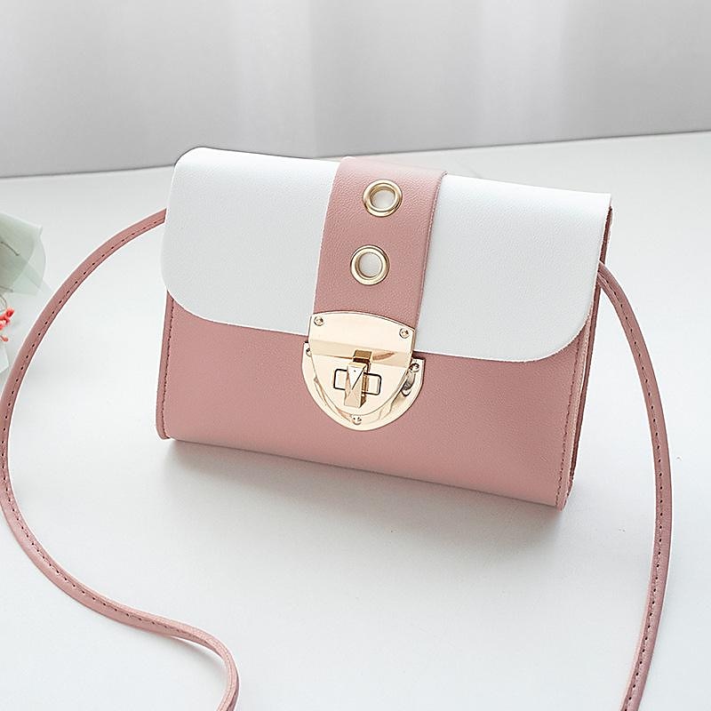 Women's Mini Crossbody Bag - Faux Leather Small Shoulder Purse with Gold Metal Lock, Stylish Two-Tone Design for Casual or Evening Use 2025 - $11.99 –P6