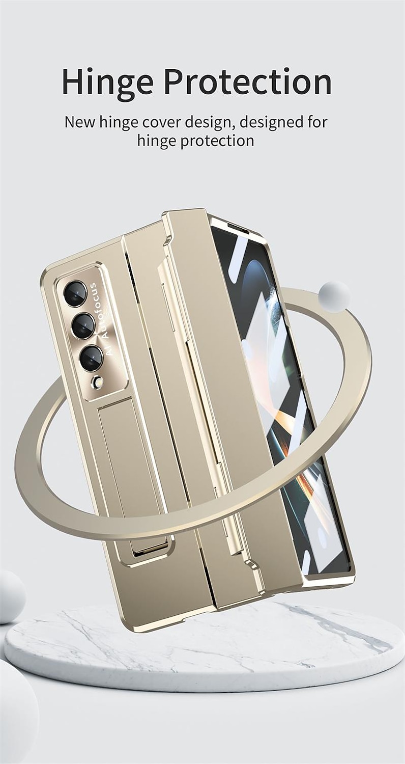 телефон Кейс для Назначение SSamsung Galaxy Z-сгиб 6 Z Fold 5 Z Fold 4 Z Fold 3 Чехол со стендом Флип Полная защита тела Однотонный ПК 2025 - $34.99 –P5