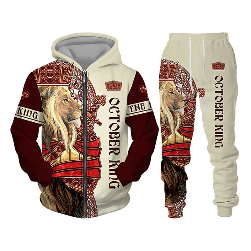 Homme Graphique Lion 2 pièces Ensembles de sweat-shirts 3D Sweat à capuche Survêtement manche longue Pantalon long À capuche Streetwear Basique Occasionnel Sport & Loisir Occasionnel Sports Fermeture de 2025 ? $38.99 –P6